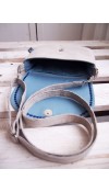 Ľanová kabelka s modrým ručne maľovaným vzorom