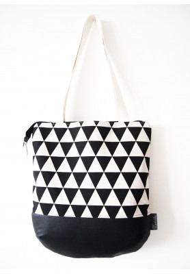 Veľká režná taška na plece - minimal trojuholníky